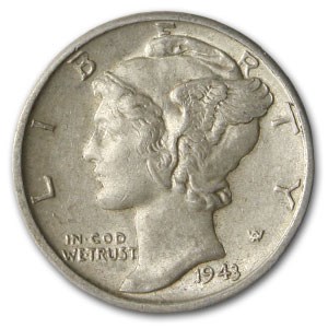 1943-D Mercury Dime AU 1943-D Mercury Dime AU